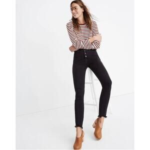 Madewell 10" High-Rise Skinny Jeans Washed Out  Black: Button Up 26